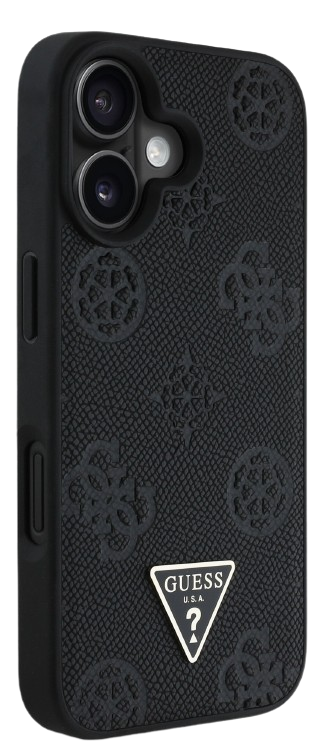 GUESS CARCASA MAGSAFE GRAINED PEONY TRIANGLE IPHONE 16 NEGRO