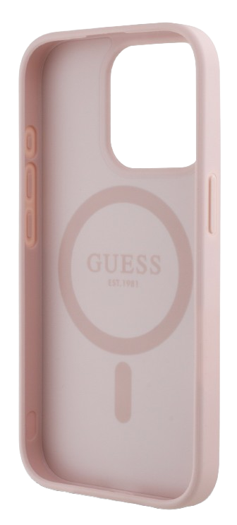 GUESS CARCASA MAGSAFE GRAINED PEONY TRIANGLE IPHONE 15 PRO MAX ROSA