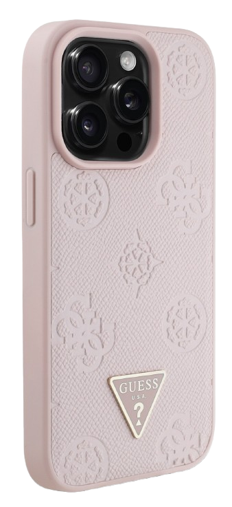GUESS CARCASA MAGSAFE GRAINED PEONY TRIANGLE IPHONE 15 PRO MAX ROSA