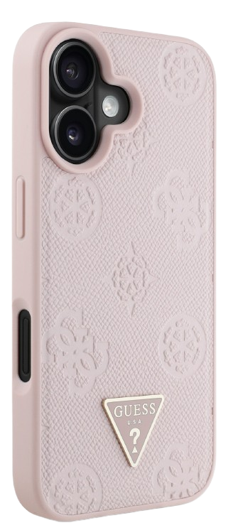 GUESS CARCASA MAGSAFE GRAINED PEONY TRIANGLE IPHONE 16 ROSA
