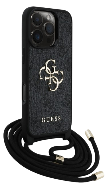 GUESS CARCASA CROSSBOY STRAP 4G IPHONE 16 PRO NEGRO