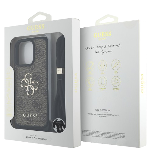 GUESS CARCASA CROSSBOY STRAP 4G IPHONE 16 PRO MARRON