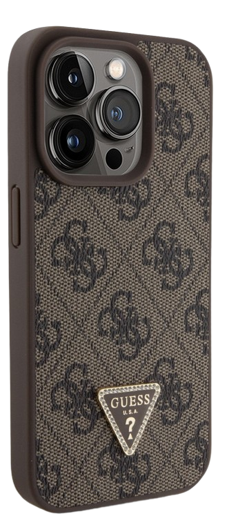 GUESS CARCASA 4G TRIANGLE STRASS IPHONE 15 PRO MARRON