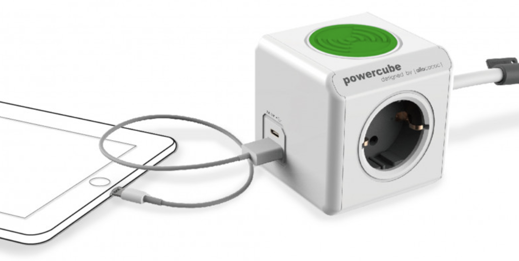 ALLOCACOC ENCHUFE MODULAR 3 TOMAS + CARGADOR INDUCCIN + USB-A + USB-C BLANCO