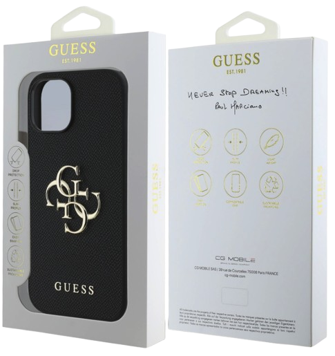 GUESS CARCASA GRAINED 4G IPHONE 13 NEGRO
