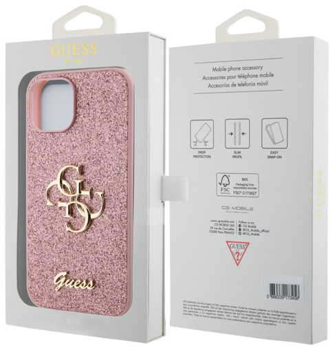 GUESS CARCASA GLITTER 4G IPHONE 13 ROSA