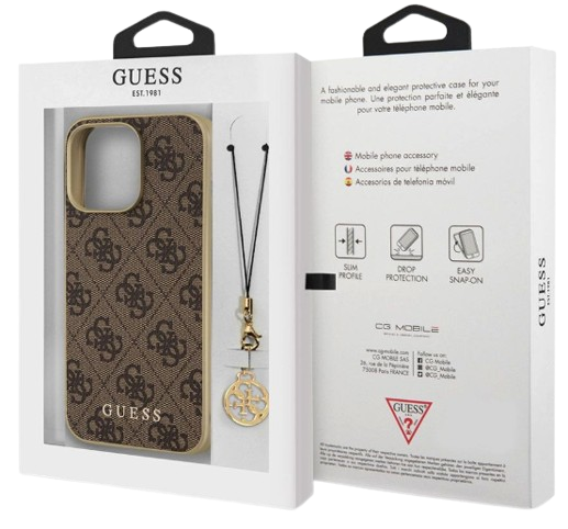 GUESS CARCASA CHARM 4G IPHONE 13 PRO MAX MARRON