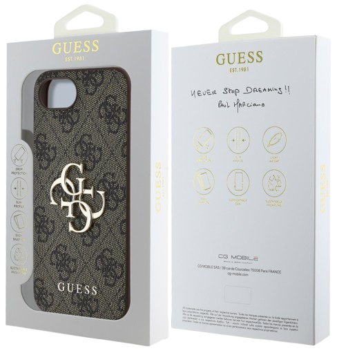 GUESS CARCASA 4G LOGO IPHONE 16e MARRON