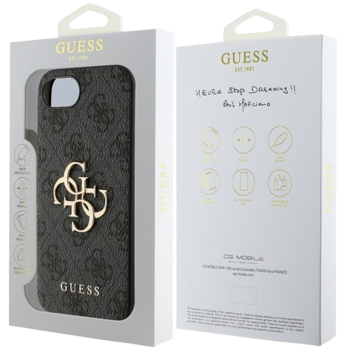 GUESS CARCASA 4G LOGO IPHONE 16e GRIS
