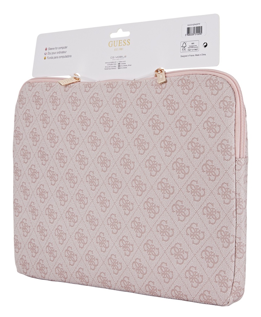 GUESS FUNDA 4G ZIPPER PORTATIL 14" ROSA