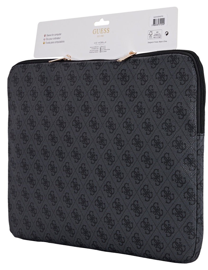 GUESS FUNDA 4G ZIPPER PORTATIL 16" NEGRO