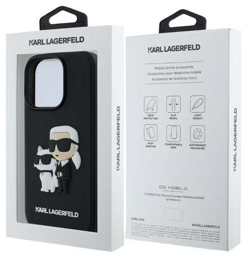 KARL LAGERFELD CARCASA 3D RUBBER K&C IPHONE 16 PRO MAX NEGRO