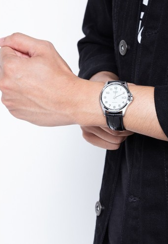 CASIO RELOJ MTP1183E7BDFDI ESFERA BLANCA / CORREA PIEL NEGRA