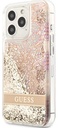 GUESS CARCASA GLITTER FLOWER IPHONE 13 PRO ORO