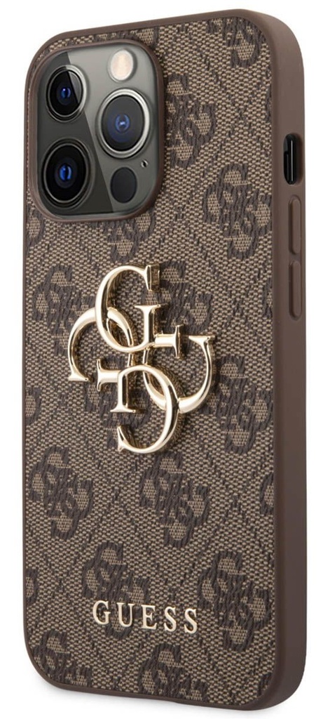 GUESS CARCASA METAL LOGO IPHONE 13 PRO MAX MARRON