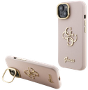 GUESS CARCASA GRAINED 4G SOPORTE CAMARA IPHONE 13 ROSA
