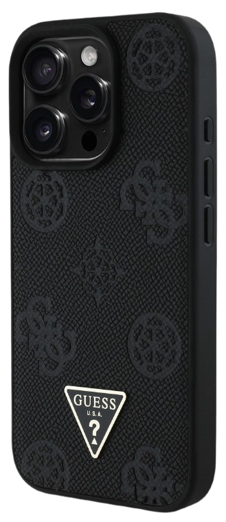 GUESS CARCASA MAGSAFE GRAINED PEONY TRIANGLE IPHONE 16 PRO NEGRO