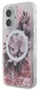 GUESS CARCASA MAGSAFE LIQUID GLITTER FLOWER IPHONE 16 ROSA