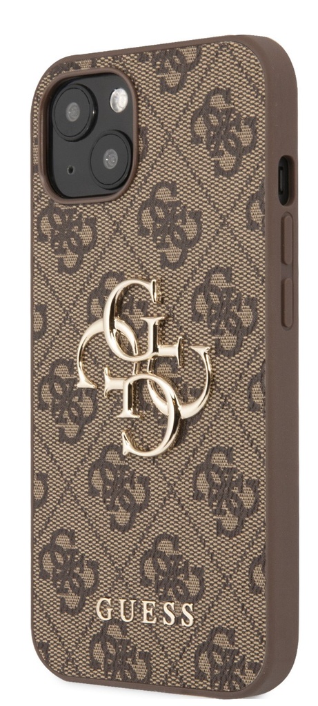 GUESS CARCASA METAL LOGO IPHONE 13 MARRON