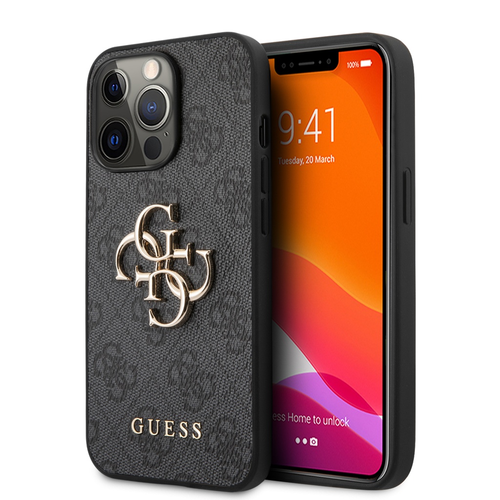 GUESS CARCASA 4G METAL LOGO IPHONE 14 GRIS