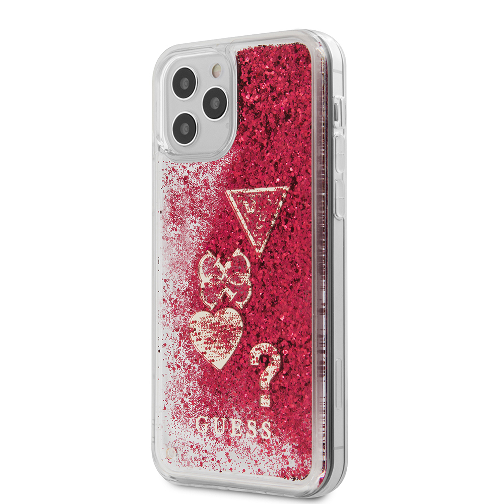 [GUHCP12SGLHFLRA] GUESS carcasa GLITTER iphone 12 MINI ROJO