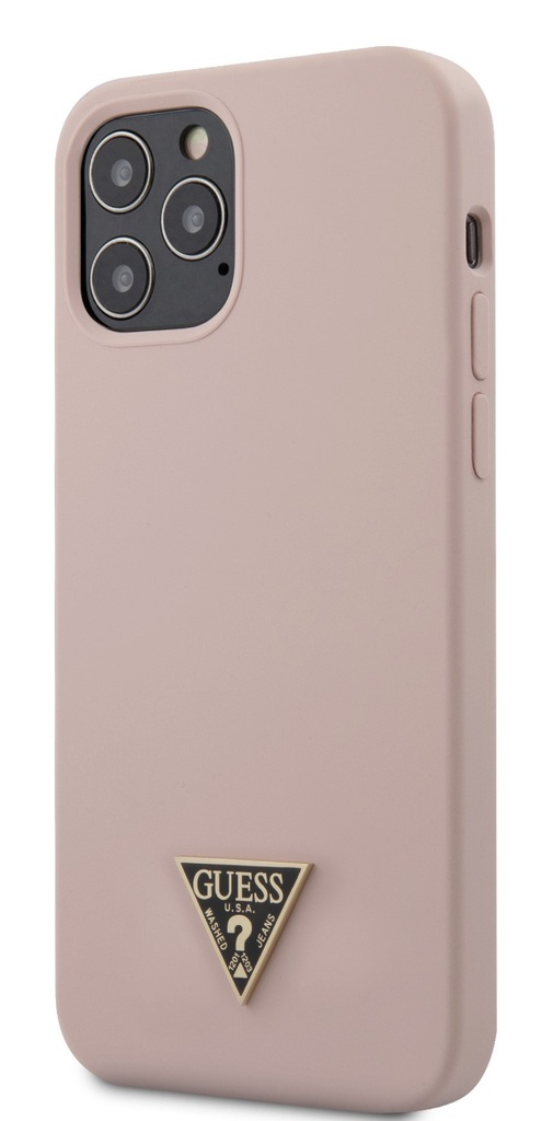 GUESS carcasa SILICON METAL iphone 12 MINI ROSA
