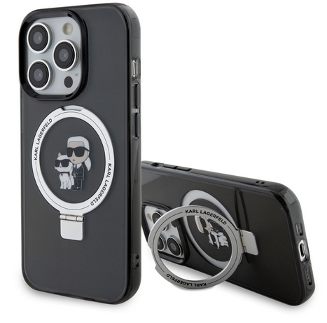 KARL LAGERFELD CARCASA MAGSAFE RINGSTAND IPHONE 15 PLUS NEGRO