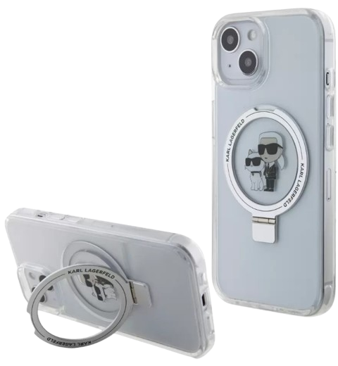 KARL LAGERFELD CARCASA MAGSAFE RINGSTAND KC IPHONE 16 BLANCO