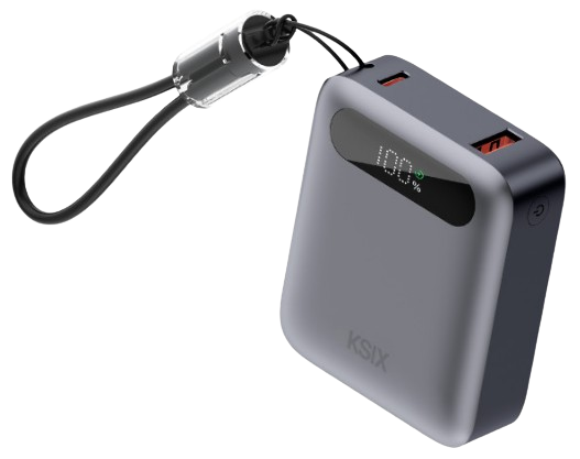 KSIX BATERIA AUXILIAR 10000mAh PD 22,5W / DISPLAY + CABLE USBc
