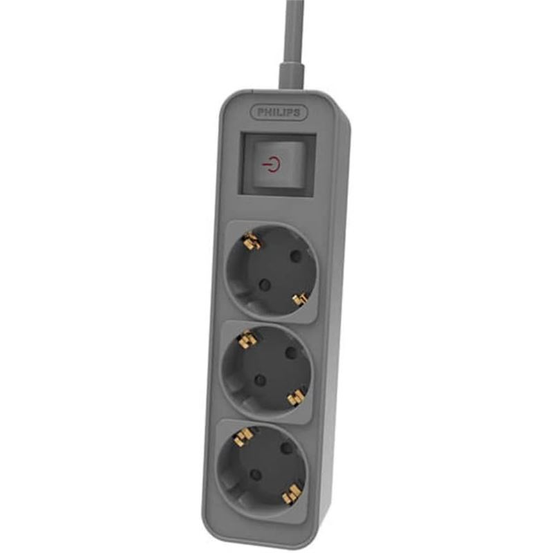 PHILIPS REGLETA 3 TOMAS CON INTERRUPTOR 1,5m GRIS