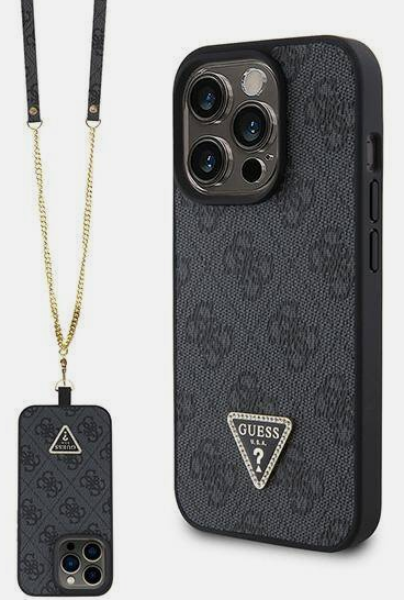 GUESS CARCASA STRASS CROSSBODY IPHONE 15 PRO GRIS