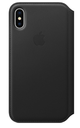 APPLE FUNDA TIPO LIBRO IPHONE X PIEL NEGRO