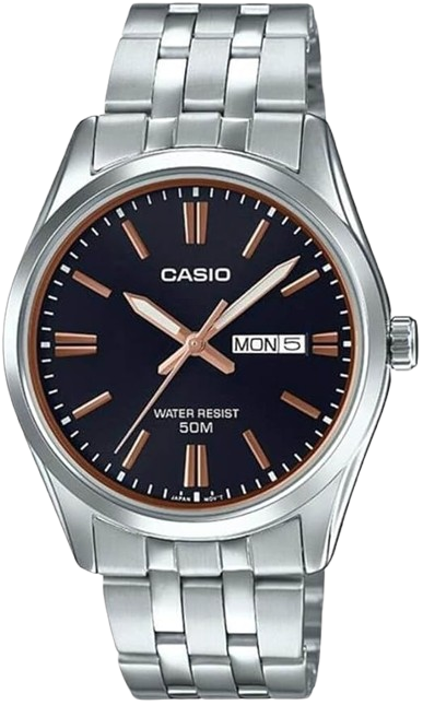 [MTP1335D1A2] CASIO RELOJ MTP-1335D-1A2 ESFERA NEGRA /BRONCE / ACERO