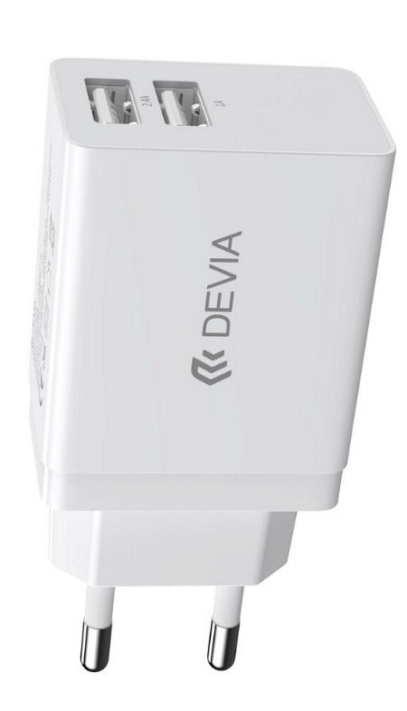 [DSTSMHU2S] DEVIA CARGADOR DOBLE USB 2.4A CARGA RAPIDA BLANCO