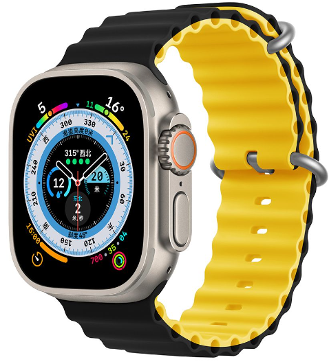 [DSTWBS644BY] DEVIA CORREA SILICONE TWO-TONE SPORT6 Apple WATCH 42/44/45/49mm NEGRO/AMARILLO