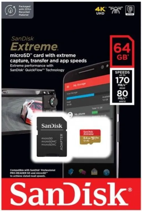 SANDISK EXTREME MICRO SD 64GB
