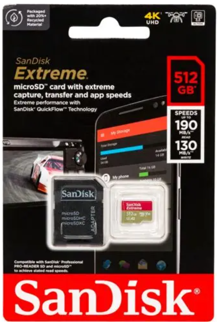 SANDISK EXTREME A2 MICROSDXC 512GB