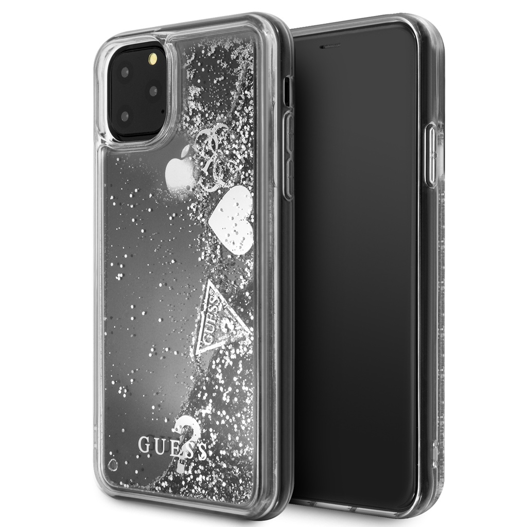 [GUHCN58GLHFLSI] GUESS CARCASA GLITTER HEARTS IPHONE 11 PRO / X / Xs PLATA
