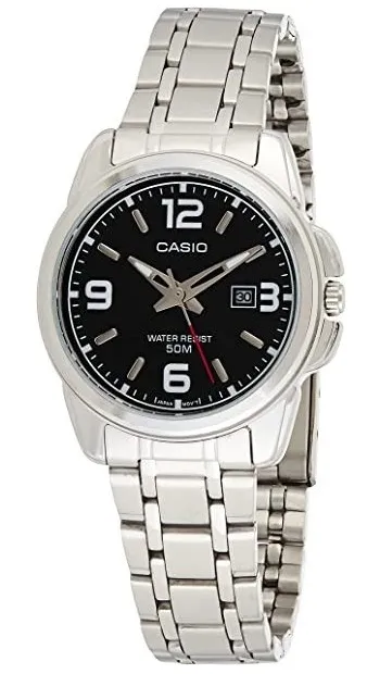 [LTP1314D1A] CASIO RELOJ LTP-1314D-1A ESFERA NEGRA / ACERO