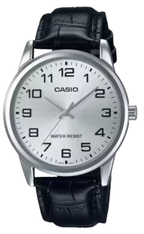 [LTPV001L7B] CASIO RELOJ LTP-V001L-7B ESFERA PLATEADA CORREA PIEL NEGRA