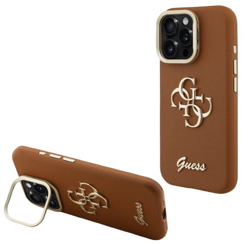 GUESS CARCASA GRAINED 4G SOPORTE CAMARA IPHONE 15 PRO MAX MARRON