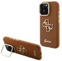 GUESS CARCASA GRAINED 4G SOPORTE CAMARA IPHONE 15 PRO MAX MARRON