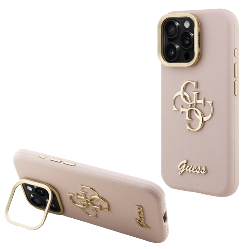 GUESS CARCASA GRAINED 4G SOPORTE CAMARA IPHONE 15 PRO MAX ROSA