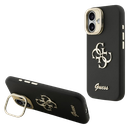 GUESS CARCASA GRAINED 4G SOPORTE CAMARA IPHONE 16 NEGRO