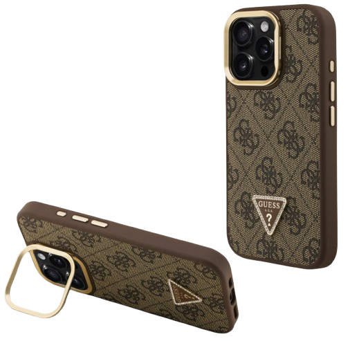 [GUHMP15LPCS4GPTW] GUESS CARCASA MAGSAFE TRIANGLE 4G SOPORTE CAMARA IPHONE 15 PRO MARRON