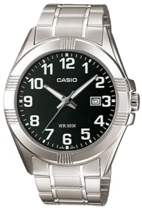 CASIO RELOJ MTP-1308D-1B ESFERA NEGRA / ACERO