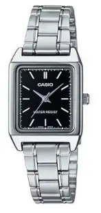 CASIO RELOJ LTP-V007D-1E ESFERA NEGRA / CORREA PLATEADA