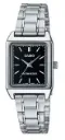 CASIO RELOJ LTP-V007D-1E ESFERA NEGRA / CORREA PLATEADA