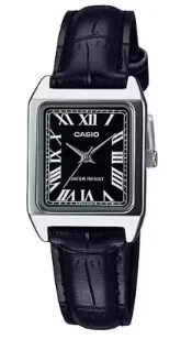 CASIO RELOJ LTP-V007L-1B ESFERA PLATEADA / CORREA CUERO NEGRA