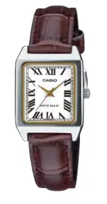 [LTPV007L1B] CASIO RELOJ LTP-V007L-1B ESFERA PLATEADA / CORREA CUERO GRANATE